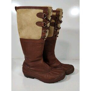 Ugg Belcloud Duck Boot 14" Tall Waterproof Sheepskin Shearling Womens 8 Brown